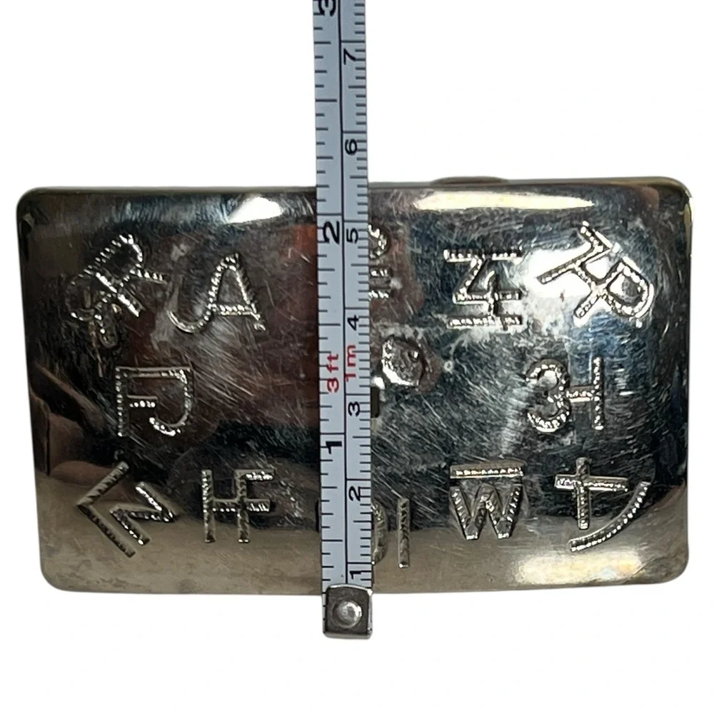 Vintage Chambers Silver-tone Farm Cattle Brands Belt Buckle